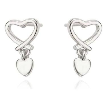 Imagem de Brinco Infantil Prata Coração Folheado Antialérgico Prateado - De Cast