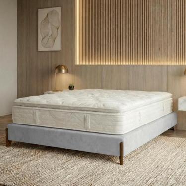 Imagem de Base Cama Box King 203cm Orgânica Thor Bouclê Pés Em Madeira - SOFA ST