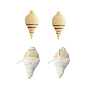 Imagem de Kit 30 Brinquedo Pião De Madeira Com Ponteira + Barbante - Piões Signo