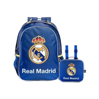 Imagem de Kit Escolar Futebol Real Madrid Mochila Costas + Lancheira - Xeryus