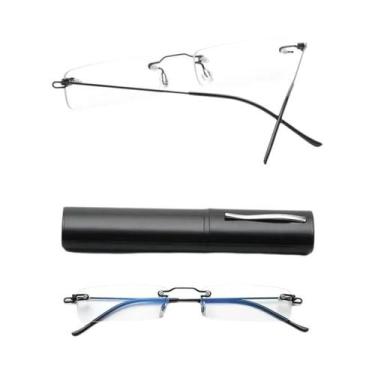 Imagem de Óculos De Leitura Masculinos Anti-luz Azul, Sem Aro, Quadrados, De Met