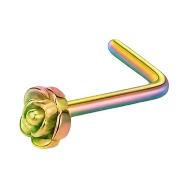 Imagem de Piercing De Nariz Elegante Em Formato De Rosa, Joia De Aço Inoxidável 