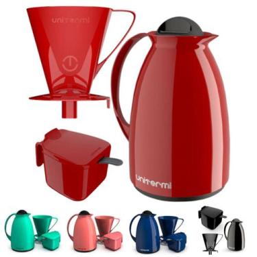 Imagem de Kit Garrafa Térmica de Café 650ml + Açucareiro c/ Colher + Suporte p/ 