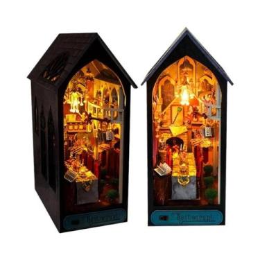 Imagem de Kit De Montagem DIY De Madeira Para Canto De Livros Infantil, Casinhas