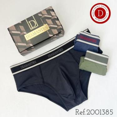 Imagem de Kit com 3 Cuecas ( clássico) SLIP - Diamantes Lingerie, Azul sortido, 