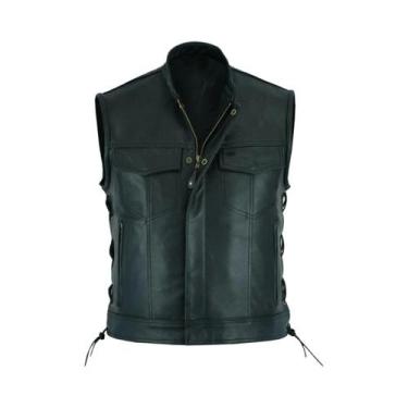 Imagem de Colete de couro punk moda casual casaco motocicleta colete masculino c