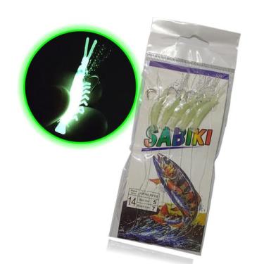 Imagem de Isca Artificial Pesca Sabiki 5 Camarao Fluorescente Lambari Robalo Tai