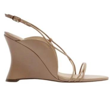 Imagem de Sandália Salto Anabela Curvo Tiras Finas Lançamento Arezzo-Feminino