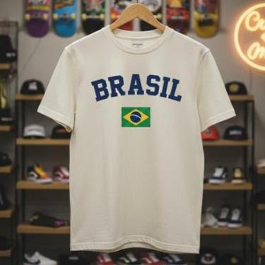 Imagem de Camiseta Masculina Brasil Torcedor Algodão Premium Camisa Estilo Copa Futebol Masculino Casual-Masculino