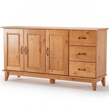 Imagem de Buffet Aparador 100% Madeira Maciça 3 Portas 156 cm Stella - Carvalho 