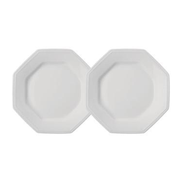 Imagem de Jogo 2 Pratos De Sobremesa Prisma Brancos 20,5 Cm Porcelana Schmidt