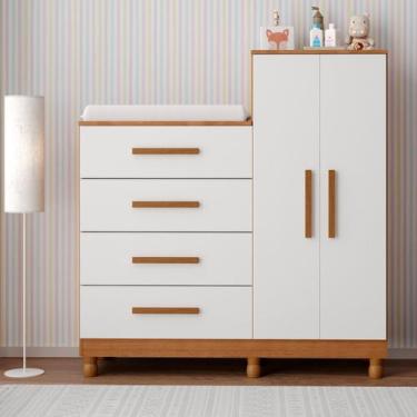 Imagem de Cômoda Roupeiro Isabela Com Colchão Trocador Impermeavel Infantil Cria