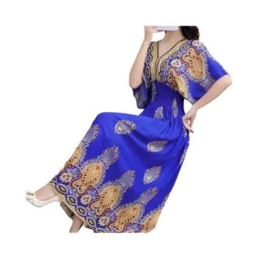 Imagem de Vestido Midi Vintage Boêmio Floral Para Mulheres Com Decote Em V E Cin