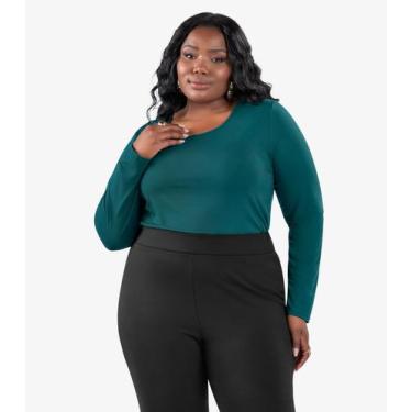 Imagem de Blusa Manga Longa Viscotorcion Secret Glam Verde, Plus G2, Verde