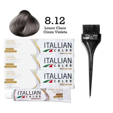 Imagem de 3 Unidades Coloração 8.12 Louro Claro Cinza Violeta  Itallian Color - 