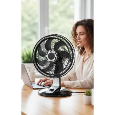 Imagem de 2x Ventilador Mesa 47cm Potente 8 Pás 3 Vel 127V Preto - Congratulatio