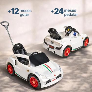 Imagem de Calesita Racer Turbo Branco 2 em 1: Carro Infantil Guia e Pedal com So