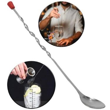 Imagem de Colher Bailarina Longa 28cm Metal Misturador De Drinks - Kadê