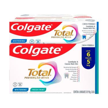 Imagem de Creme Dental Colgate Total 12 Whitening e Advanced Fresh, Leve 6 Pague 5, 6x90g