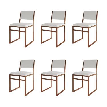 Imagem de Kit 6 Cadeiras Industrial Isa Corino Branco Base Cobre para Mesa Sala Cozinha - Cobre/b...