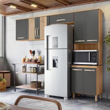 Imagem de Cozinha Compacta Fit 8 Portas Freijó/Chumbo - Nicioli - Multi Móveis