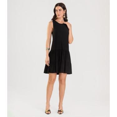 Imagem de Vestido Curto Feminino De Babados Dianna Preto, PP, Preto