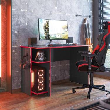 Imagem de Escrivaninha Mesa Escritório e Gamer com Suporte para Cpu 114cm Preto 