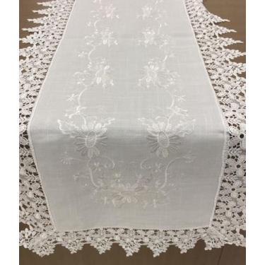 Imagem de Caminho de Mesa Bordado 45 x 1,80 Multi Trade, Branco 915
