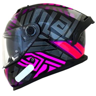 Imagem de Capacete Feminino MT Braker SV Zebra Roxo Rosa Oculos Moto, PRETO ROXO