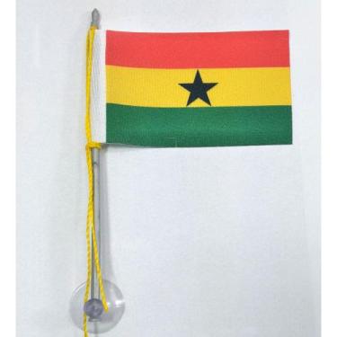 Imagem de Mini Bandeira Gana C/ Ventosa Poliéster (5,5cm X 8,5cm) - SP Bandeiras