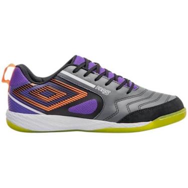 Imagem de Tênis Umbro Futsal Pro 5 Bump Masculino, Cinza, Roxo, 44