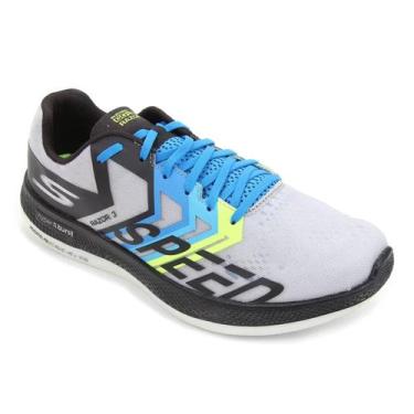 Imagem de Tênis Skechers Go Run Razor 3 Hyper Unissex - Preto, Branco e Azul, Pr