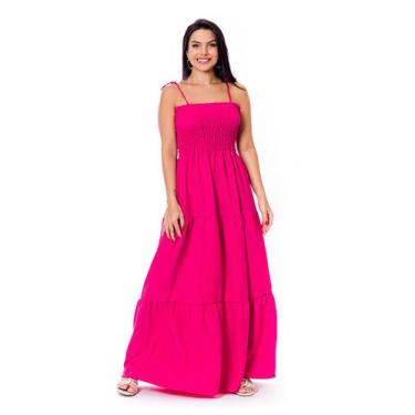 Imagem de Vestido Longo Com Lastex de Alcinha  - RESTRITO JEANS, 42, Rosa pink
