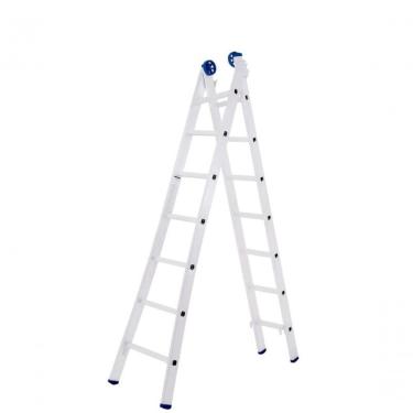 Imagem de Escada Extensiva 2x7d 7 Degraus de Alumínio Prata para Manutenção Capacidade 150kg Mor 005203