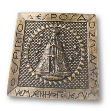 Imagem de Adorno Nicho De Nossa Senhora Aparecida Em Metal Com Inscrições Bíblic