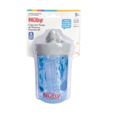 Imagem de Copo com Tampa de Silicone e Desenho 3D Tubarão - Nuby