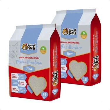 Imagem de 2 Areia Great Pets Biodegradável Fina Para Gatos - 3,8 Kg