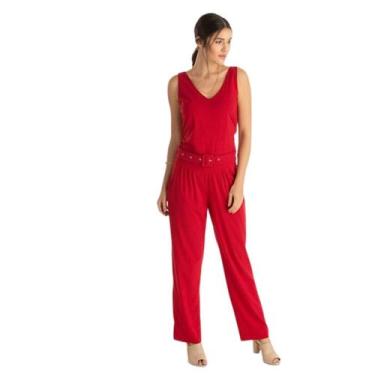 Imagem de Macacão Viscose Regada com Cinto - HURY, Vermelho, P