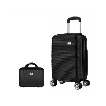 Imagem de Conjunto Mala de Viagem Média e Frasqueira Em ABS Eagle, Preto