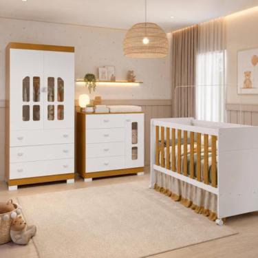 Imagem de Quarto de Bebê Completo Berço 3 em 1, Guarda-Roupa 2 Portas, Cômoda Sa