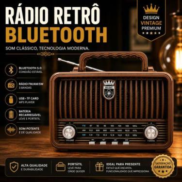 Imagem de Rádio Antigo Clássico Bivolt Bluetooth AM FM Cartão SD Decoração Prese