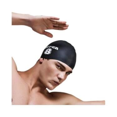 Imagem de Touca De Natação De Silicone Azul Para Homens Adultos, Touca De Banho 