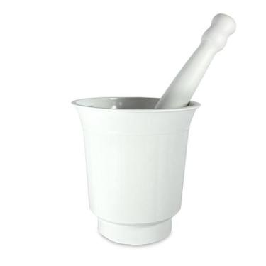 Imagem de Pilão com Socador de Plástico Branco para Alho e Temperos - RS Distrib