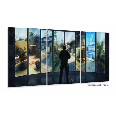 Imagem de Quadro Decorativo Csgo Mapas Tecido 120x60 em tecido 3 peça