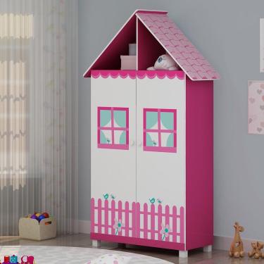 Imagem de Guarda Roupa Infantil 2 Portas Casinha Pink Ploc - Gelius