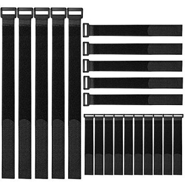 Imagem de Conjunto completo de 20 tiras de cabo, alças de cabo reutilizáveis, fecho de gancho e alças multiuso, organizador de armazenamento de cabo, 3 tamanhos diferentes (20 x 2 cm, 30 x 2 cm, 40 x 2 cm) – Preto