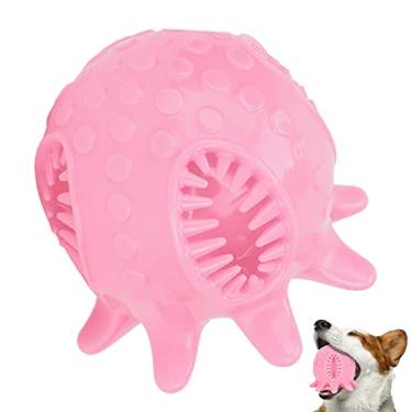 Imagem de Bola de brinquedo para cães, formato de polvo para limpeza de dentes de cachorro bola de mastigar, dispensador de comida para animais de estimação, escova de dentes barulhenta brinquedo [rosa] conjuntos de basquete e vôlei