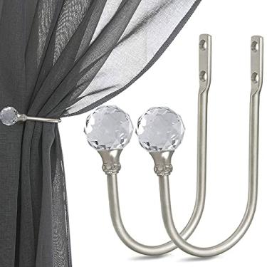 Imagem de Crystal Ball Magnetic Cortina Cortinas Prendedores de Cortinas para Casa Fivelas Clipes Hastes Acessórios Ganchos Decorações para Casa, Prata