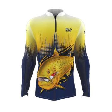 Imagem de Camisa De Pesca Proteção Solar Uv Dourado 2021 - Mar Negro P