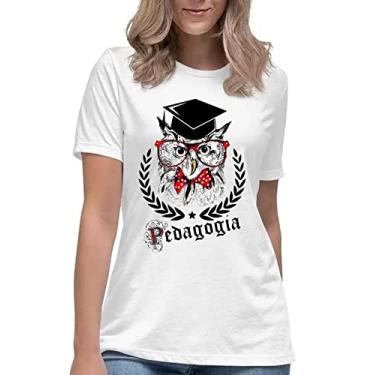 Imagem de Camiseta pedagogia universitária camisa faculdade urso Cor:Preto;Tamanho:P